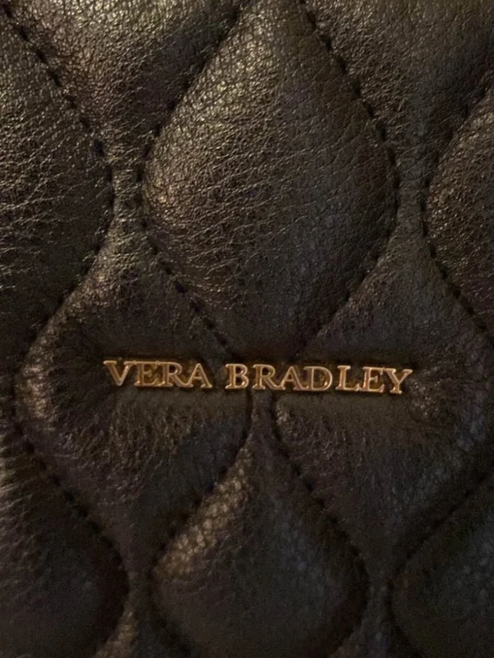 Vera Bradley Black Quilted Tote with Leather Handles